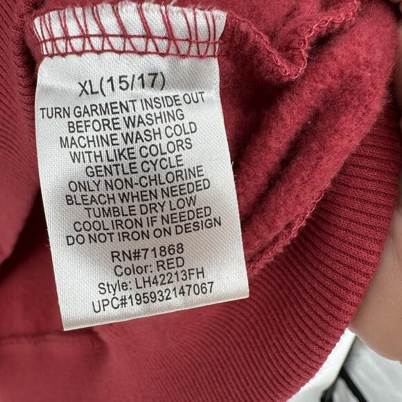 Disney Mickey Mouse Hoodie Mens XL Red Sherpa Lined Classic Pullover Sweatshirt - Picture 7 of 9